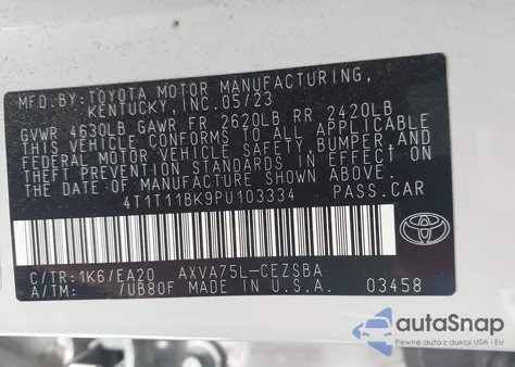 2023 Toyota Camry Se Awd from USA, damaged, VIN 4T1T11BK9PU103334